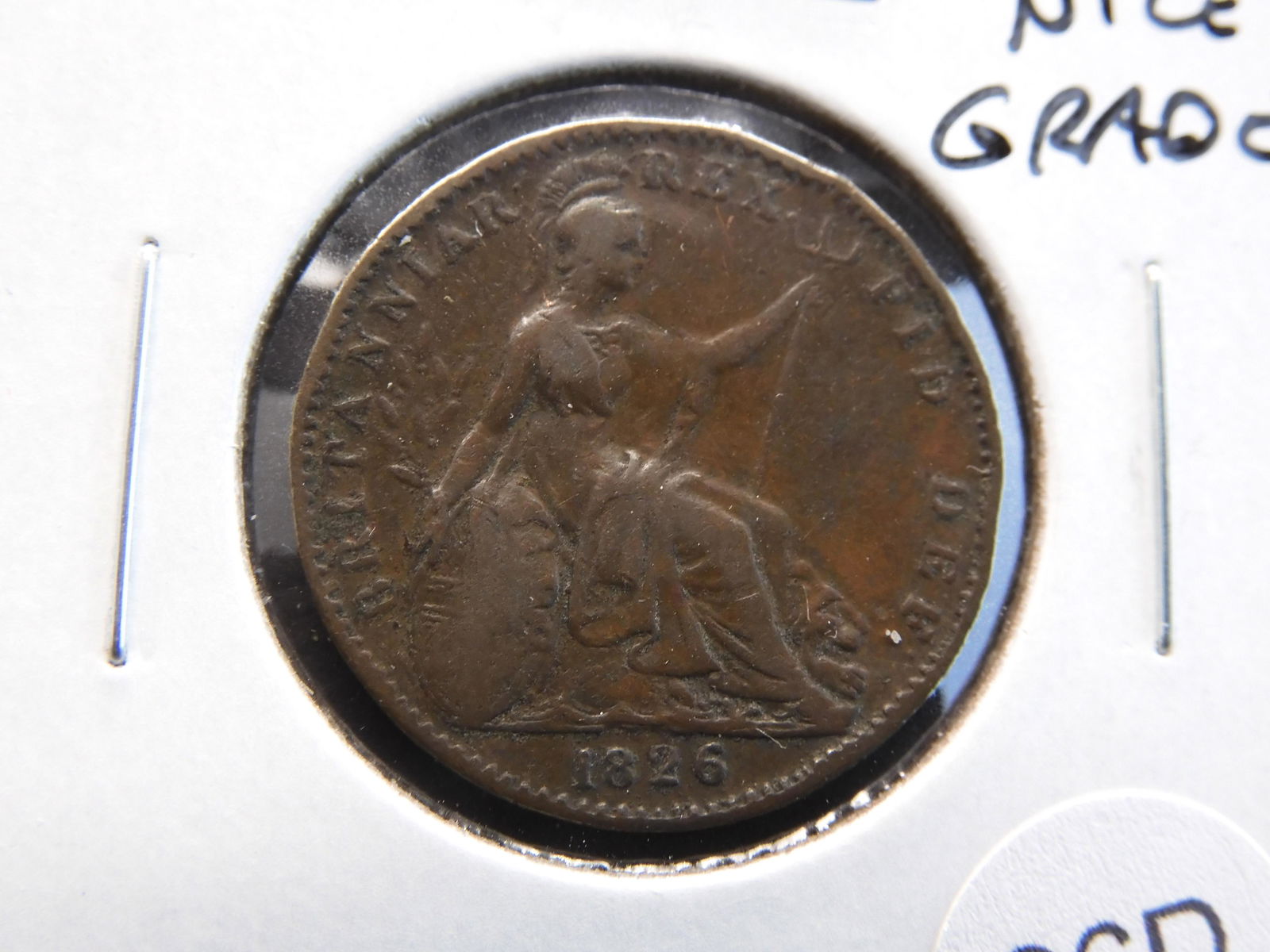 1826 Great Britain Farthing.  Nice Grade. (1 of 3)