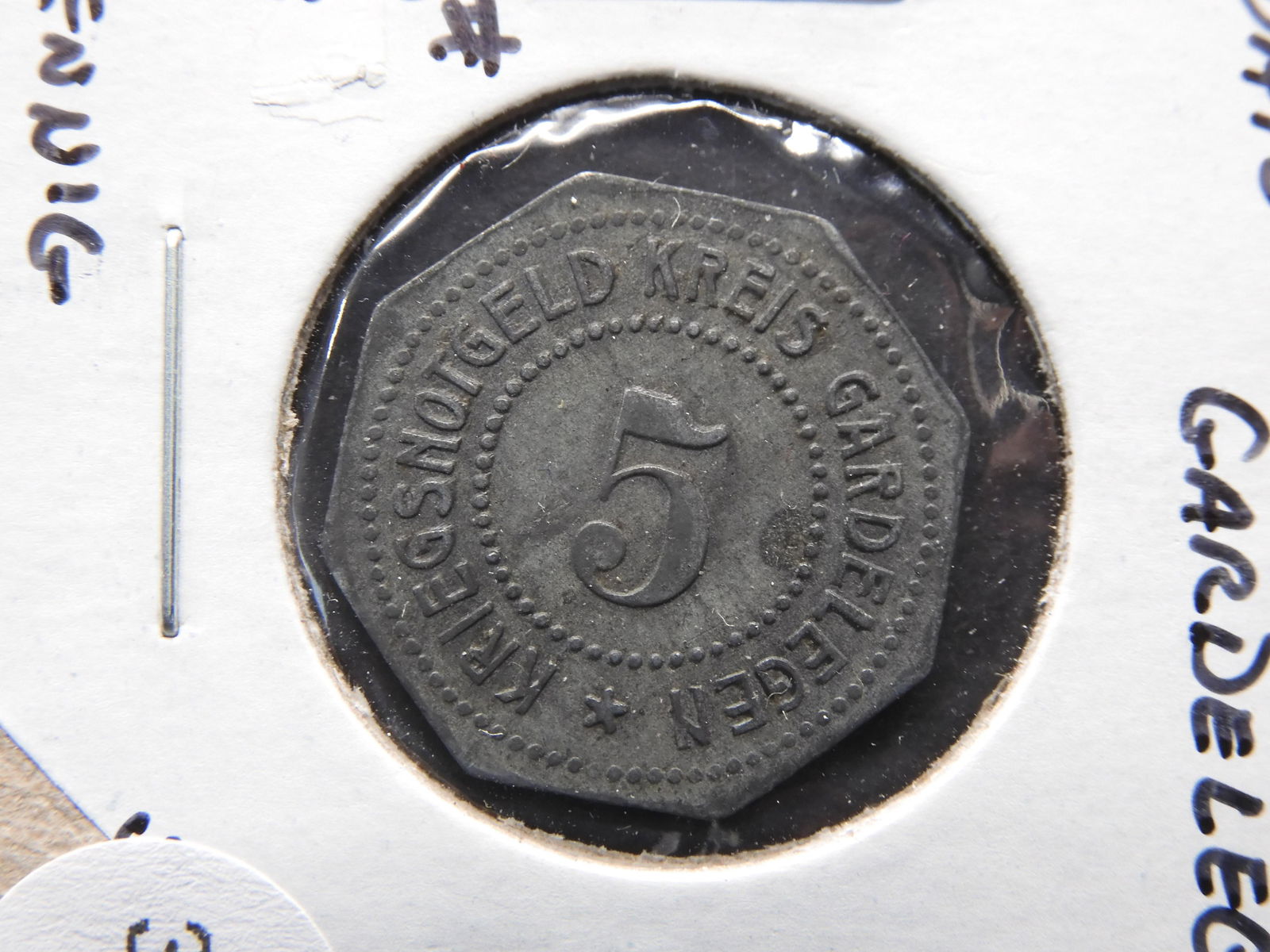 No Date Germany, Gardelegen 5 Pfennig Zinc Notgeld. (1 of 3)