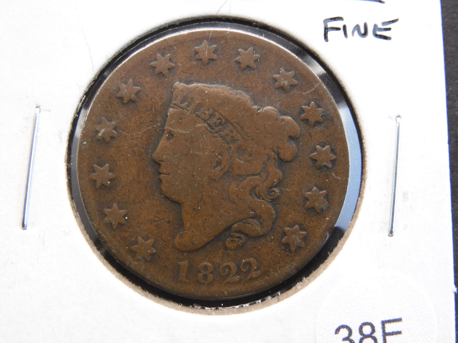1822 Large 1c.  Fine. (1 of 3)