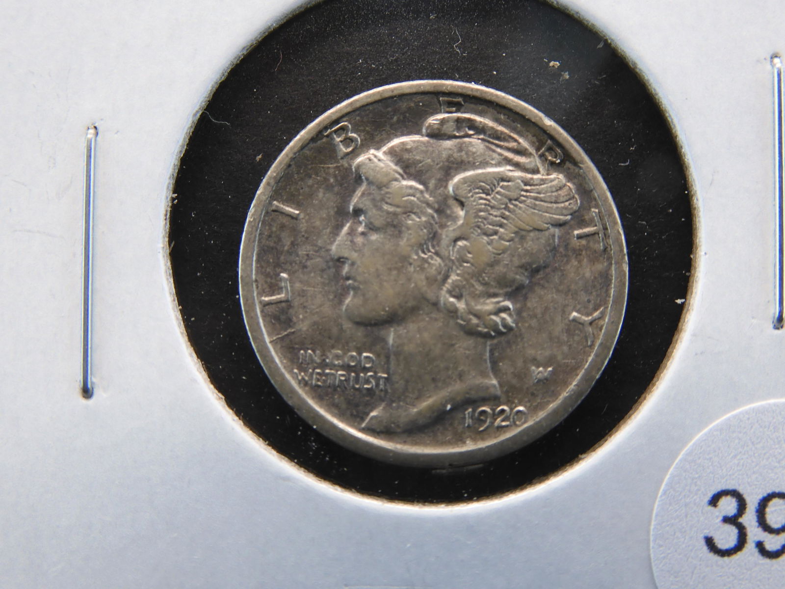 1920-D Mercury 10c.  XF. (1 of 3)