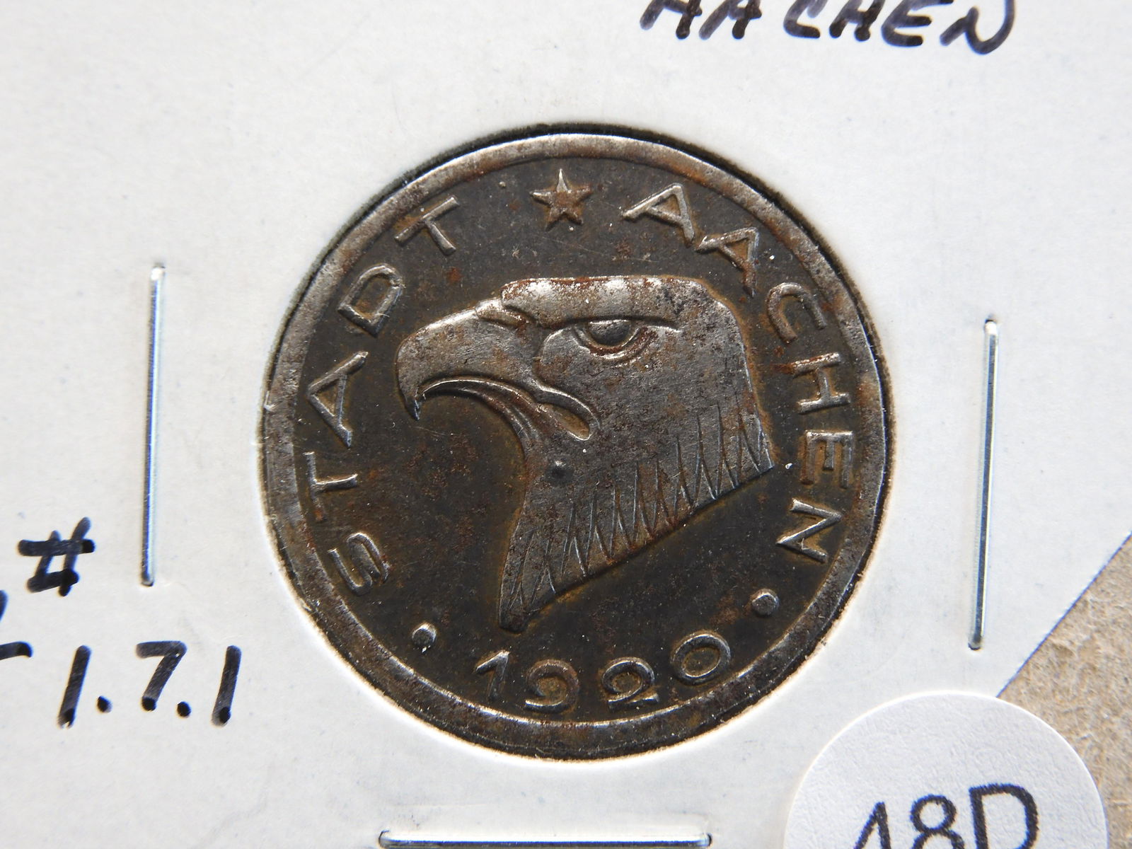 1920 Germany, Aachen 50 Pfennig Iron Notgeld. (1 of 3)