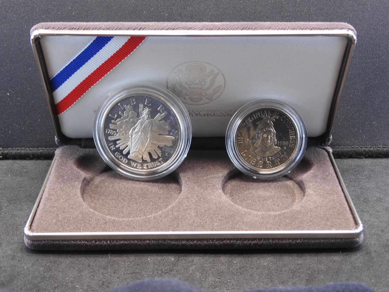 1989-S U.S. Congressional 2 Coin Proof Set w/ Case (1 of 3)