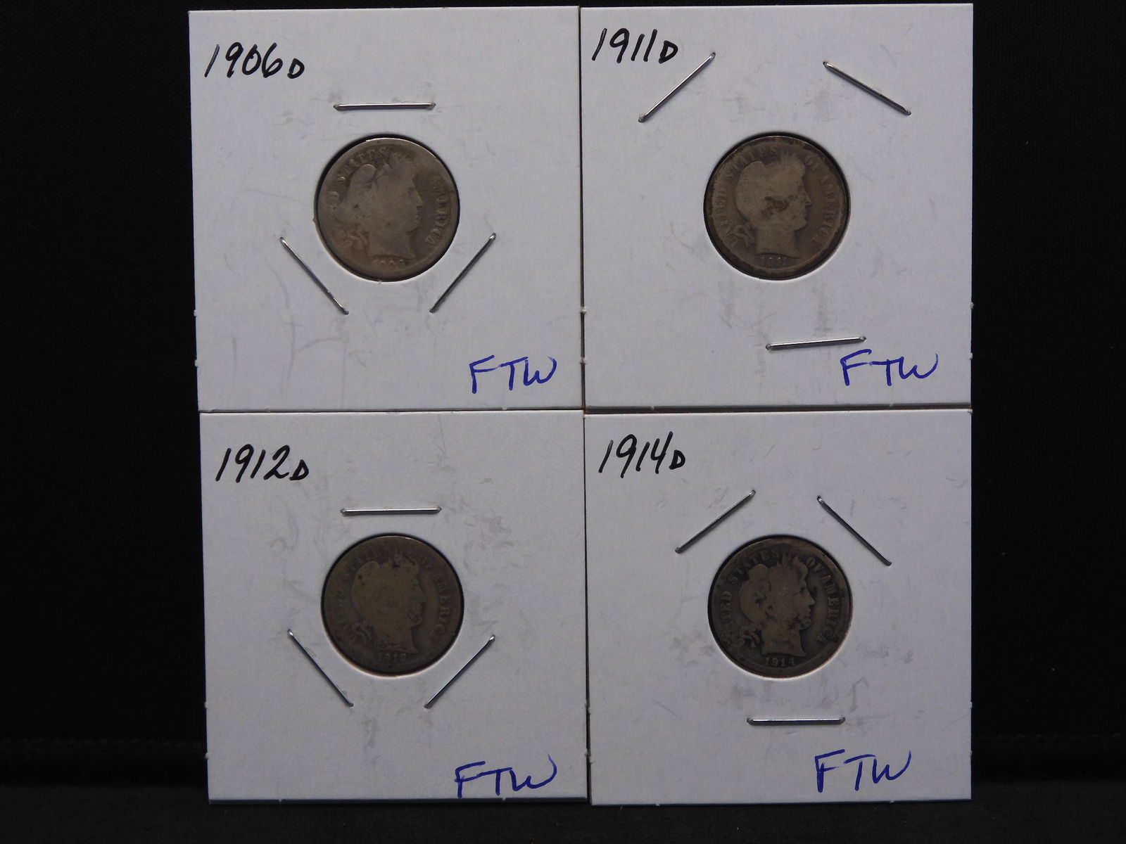 4 - D Mint Barber Silver Dimes - All Different Dates (1 of 5)