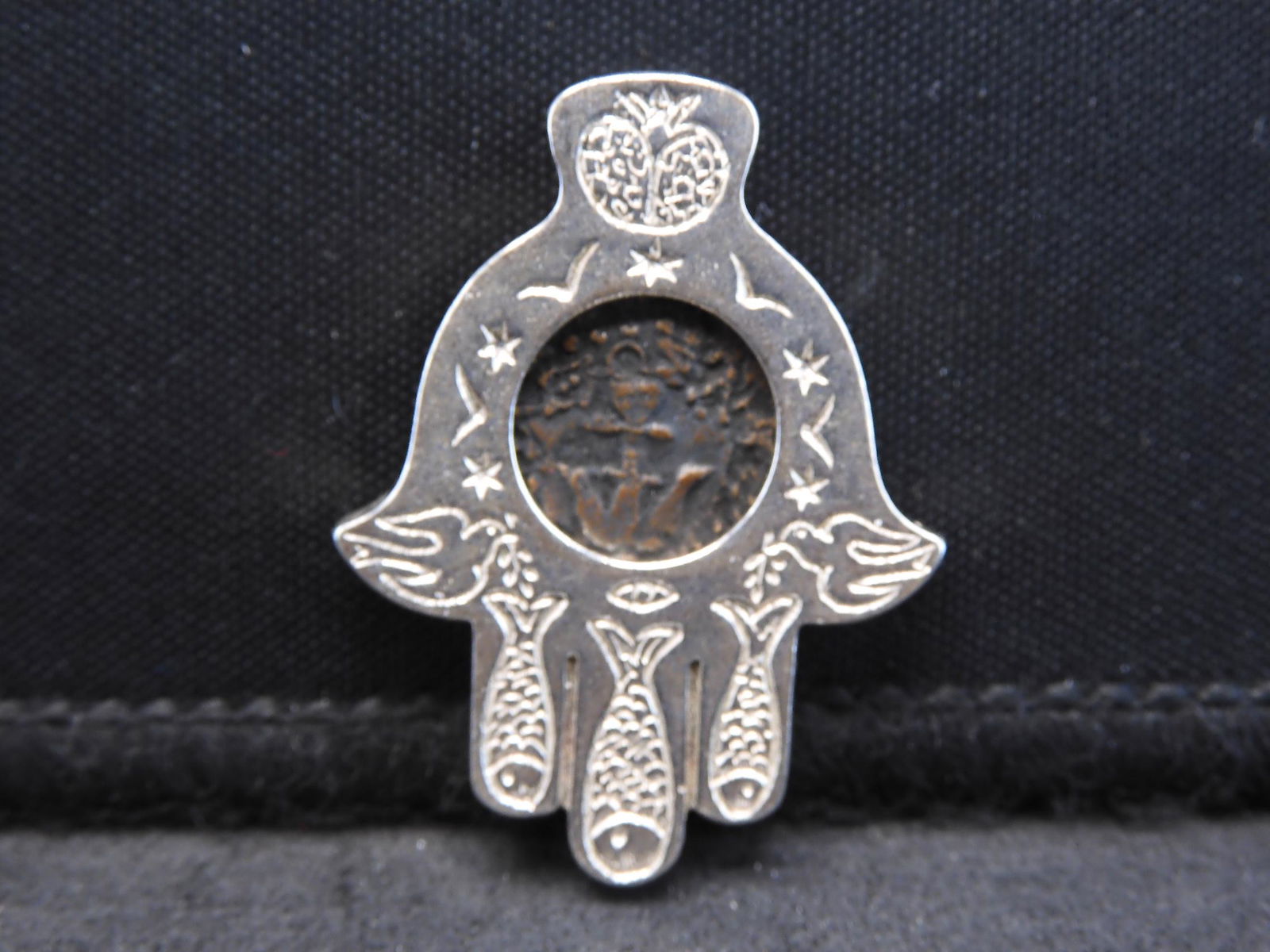 Sterling Silver Pendant w/ Ancient Coin in Center (1 of 4)
