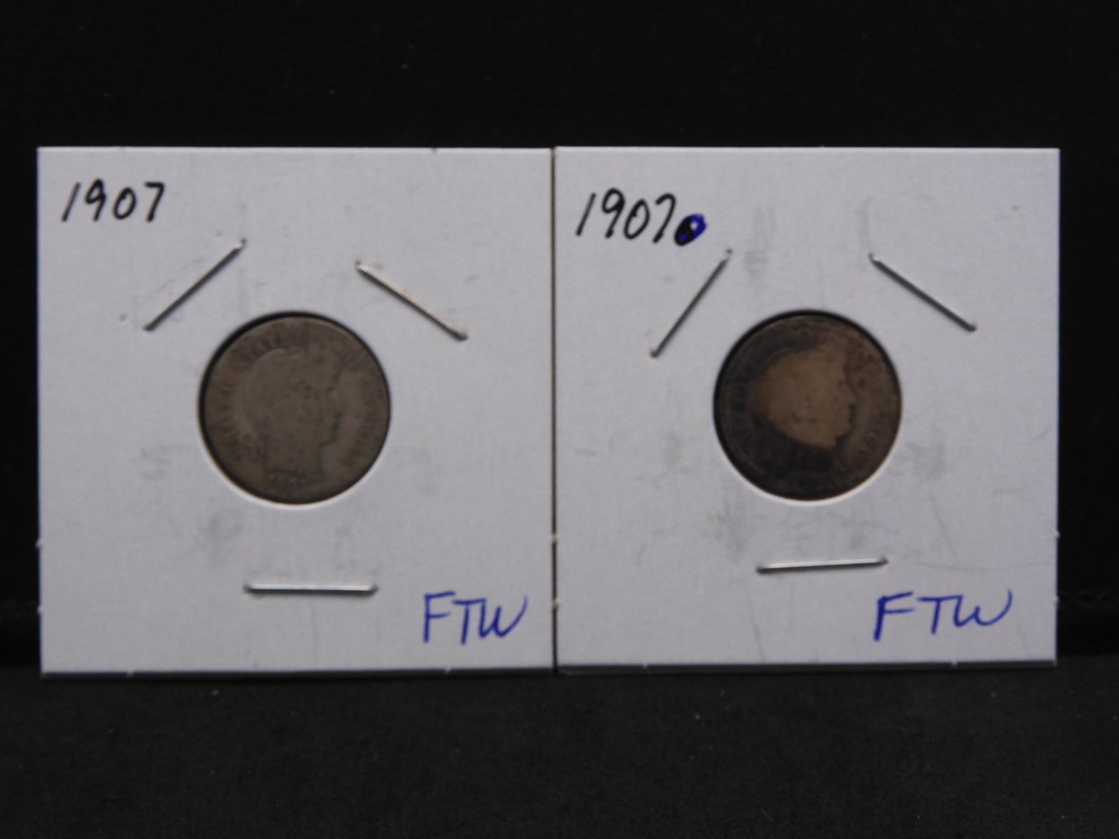 1907 & 1907-O Barber Silver Dimes (1 of 3)