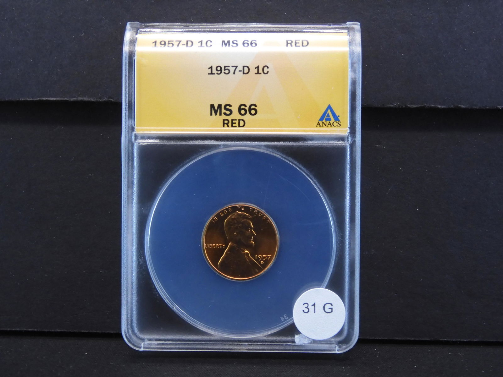1957-D Lincoln Wheat Cent ANACS MS66 RED (1 of 4)
