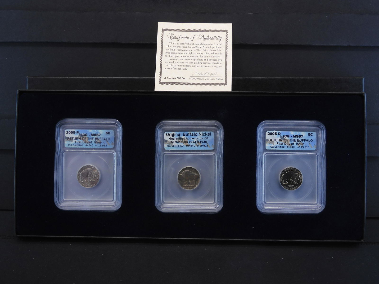 2- 2005 P&D ICG Graded MS67 + 1935 Buffalo Nickels: 2- 2005 P&D ICG Graded MS67 + 1935 Buffalo Nickels