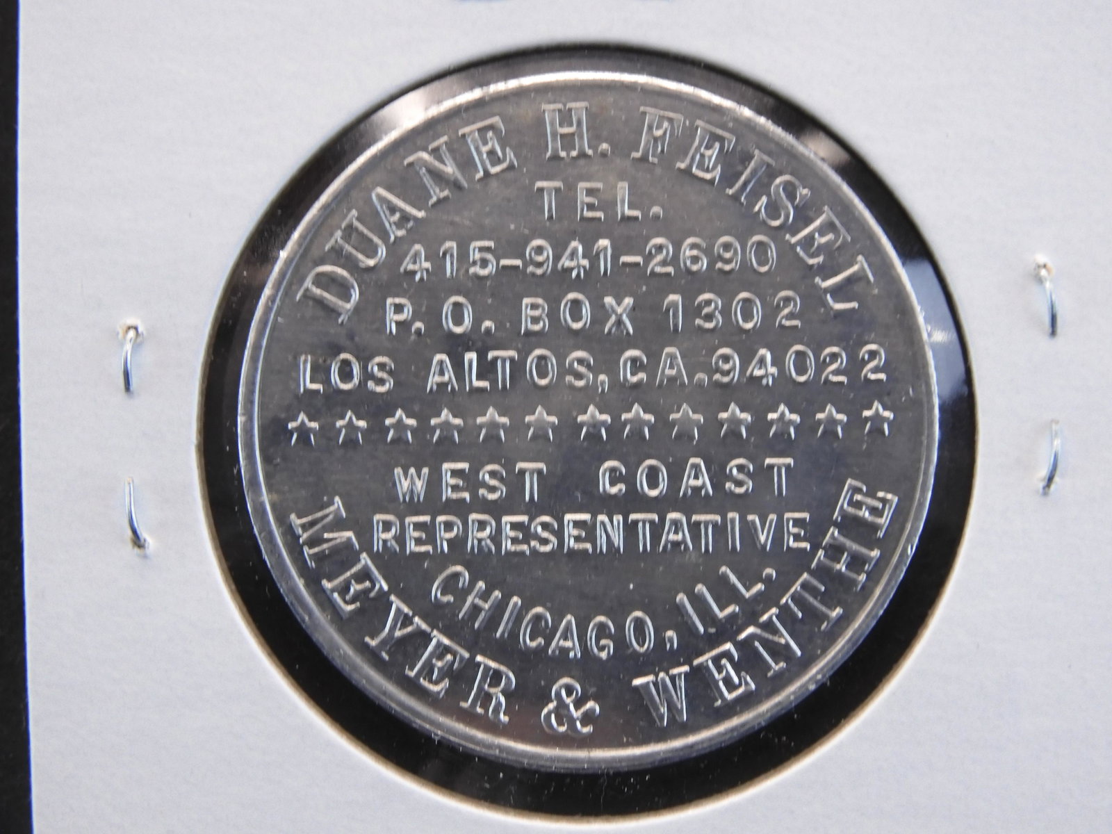 1976 Meyer & Wenthe West Coast Representative U.S.: 1976 Meyer & Wenthe West Coast Representative U.S. Bicentennial Medal