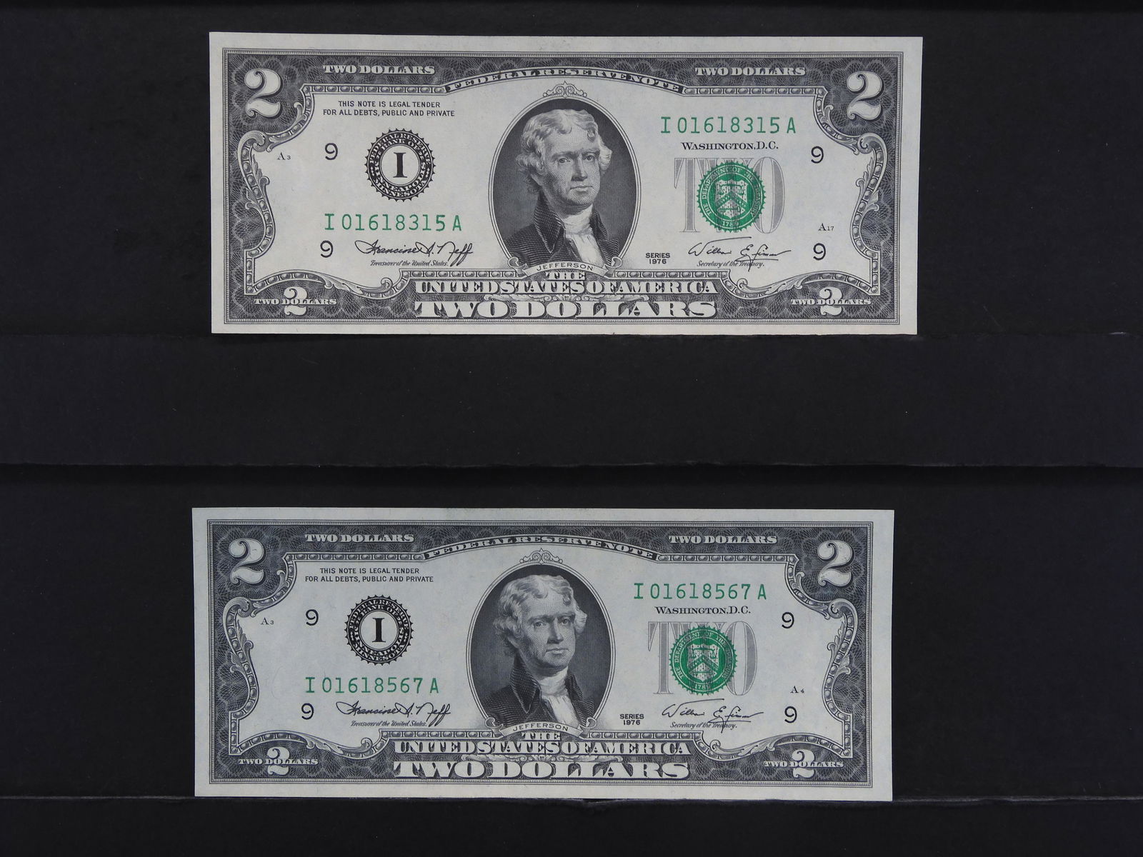2 – 1976 UNC. $2.00 Bills (1 of 7)
