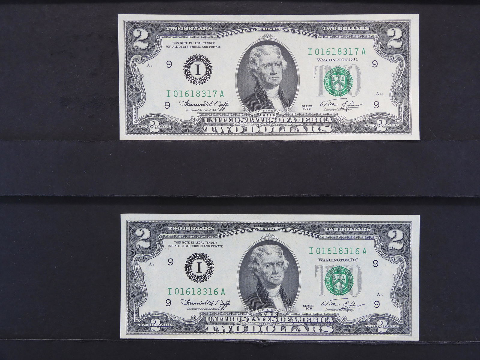 2 – 1976 UNC. $2.00 Bills (1 of 7)