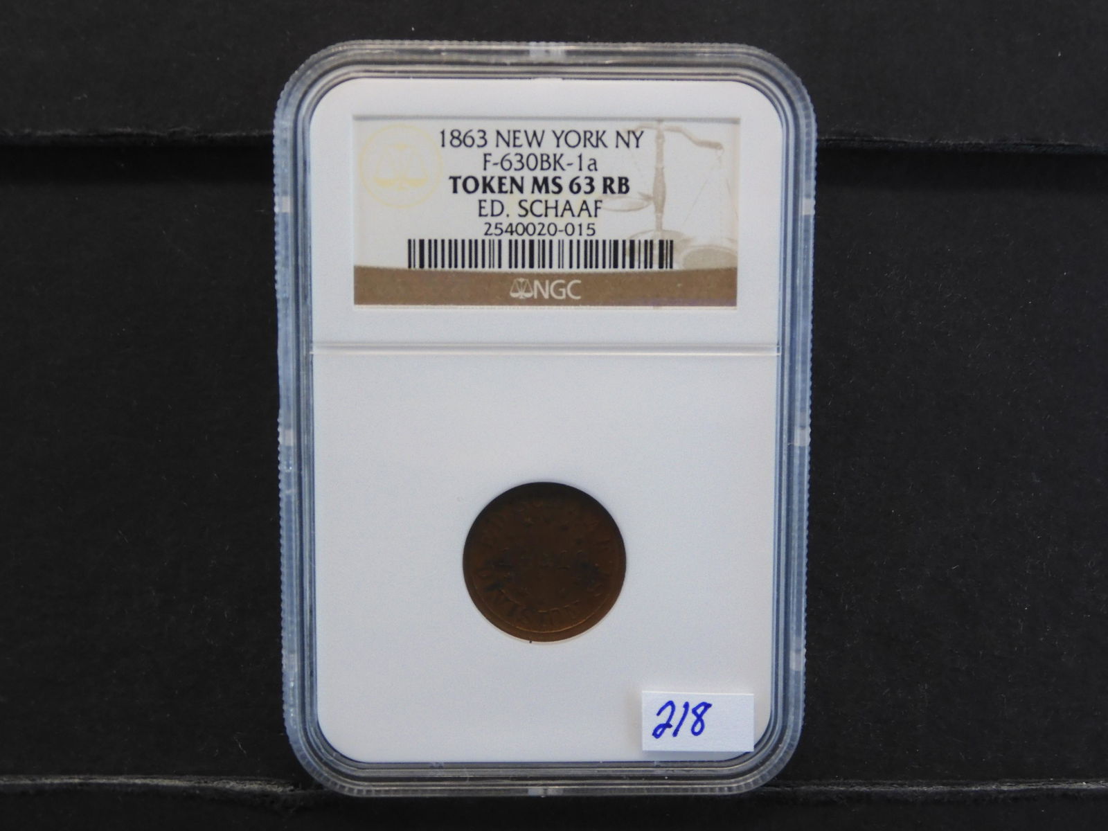 Civil War Store Card: NGC Graded MS63 RB - Ed. Schaaf (1 of 4)