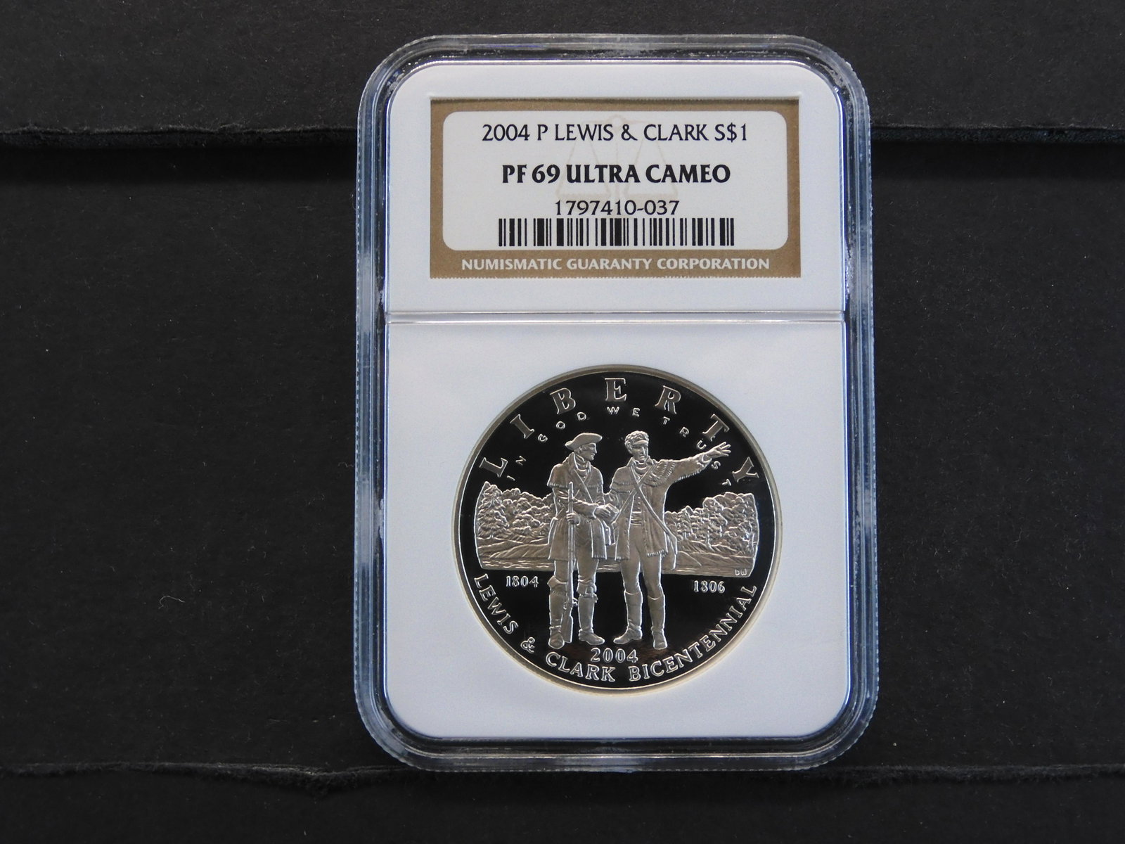 NGC Graded PF69 Ultra Cameo 2004-P Lewis & Clark: NGC Graded PF69 Ultra Cameo 2004-P Lewis & Clark Commemorative Proof Silver Dollar