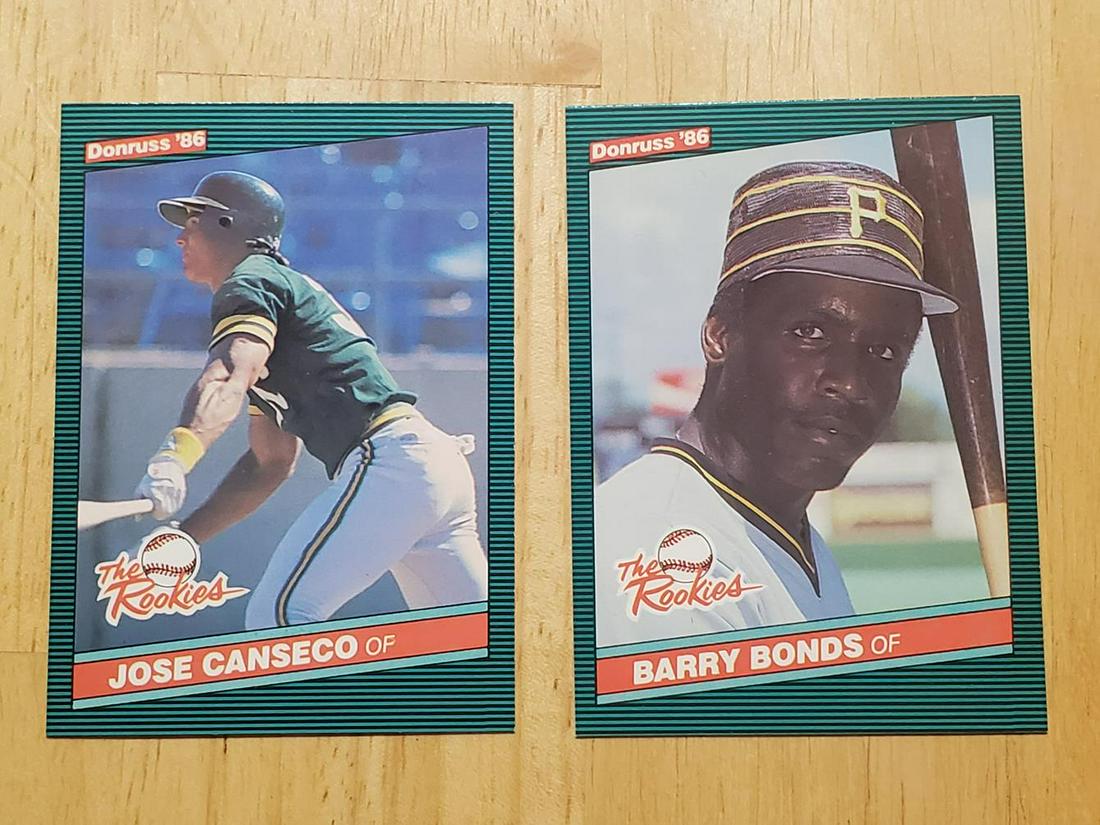 1986 Donruss "The Rookies" XRC Pair - Jose Canseco #22: 1986 Donruss "The Rookies" XRC Pair - Jose Canseco #22 & Barry Bonds #11