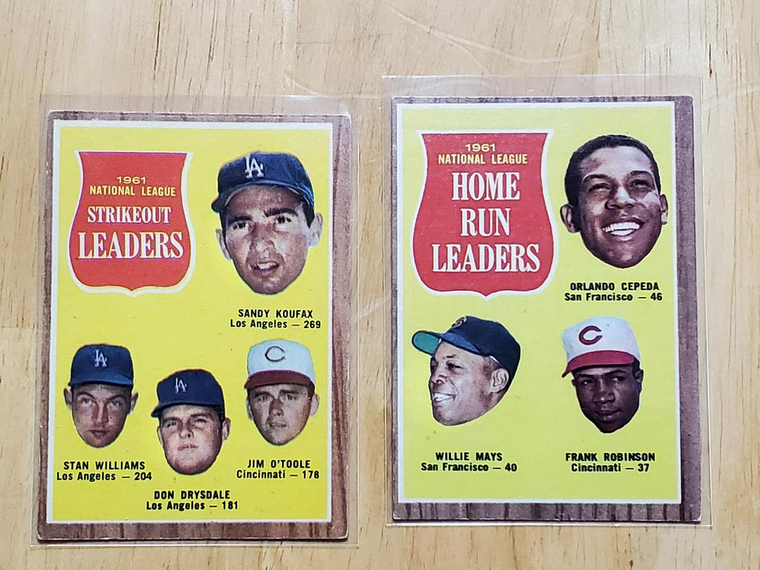 1962 Topps Baseball Lot of (10) w/ Koufax LL and Mays (1 of 3)