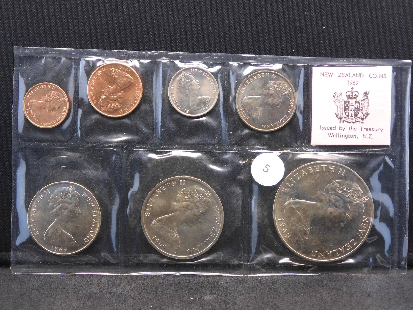 1969 New Zealand Coins issued by the Treasury,: 1969 New Zealand Coins issued by the Treasury, Wellington NZ. Bicentenary of Capt. James Cookâ€™s re-discovery of New Zealand. Housed in special package and produced by the Royal Australian Mint.