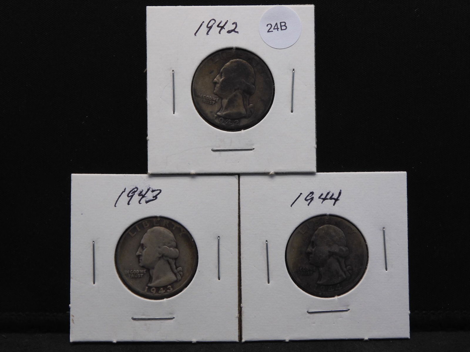 1942, 1943, 1944 Washington Quarters 90% Silver (1 of 5)