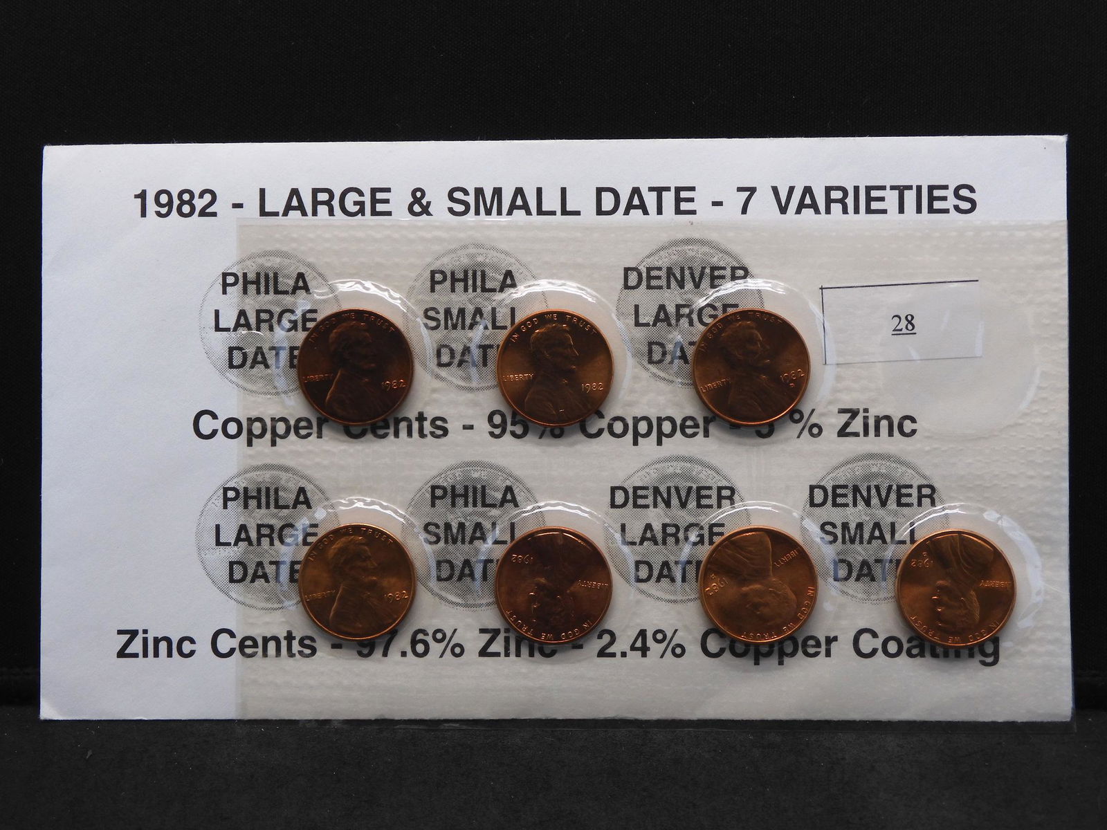 1982 Lincoln Memorial Cents - 7 Varieties - Large & (1 of 3)