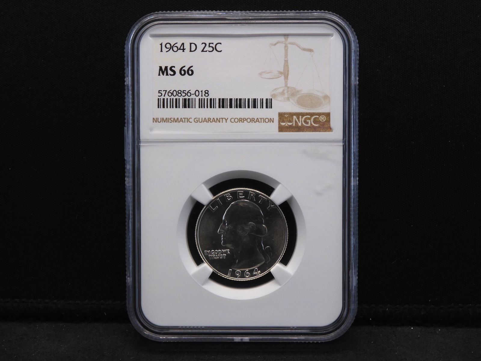 1964-D NGC MS66 Washington Silver Quarter - Bright! (1 of 4)