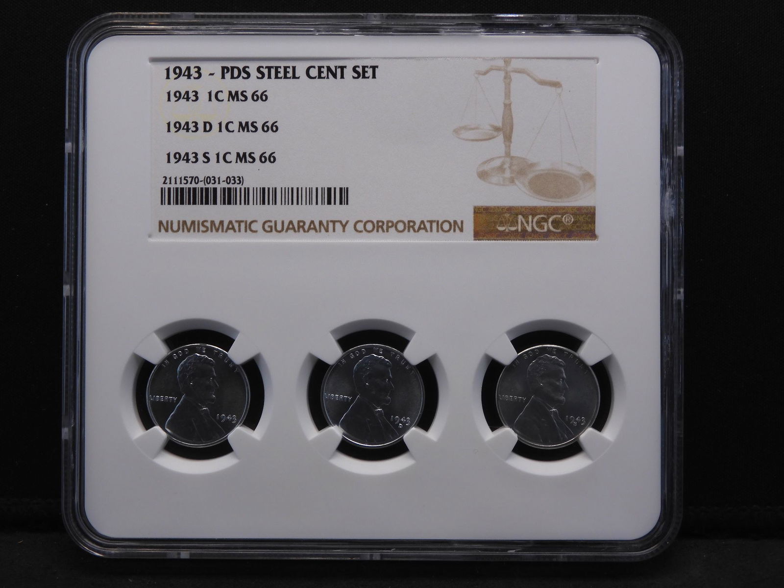 1943 NGC MS66 Lincoln PDS Steel 3 Cent Set - High Grade (1 of 4)