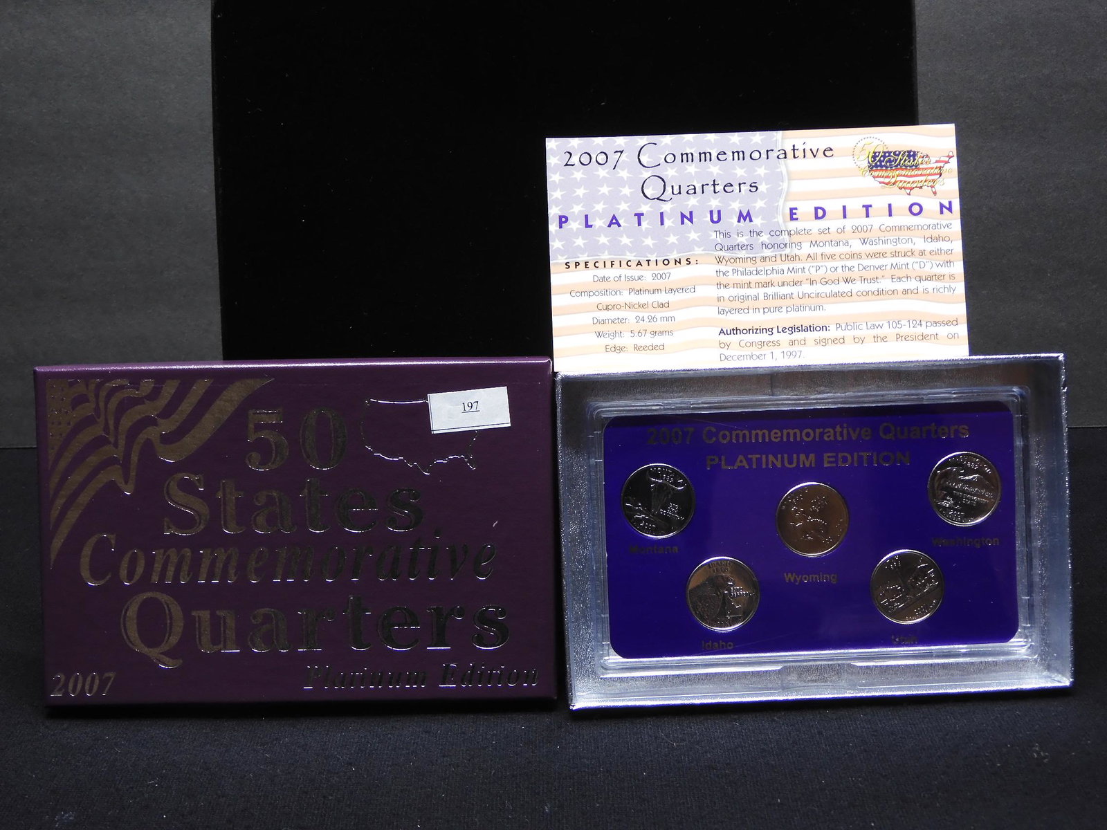 2007-D Platinum Layered Statehood 5 Quarter Set in Box: 2007-D Platinum Layered Statehood 5 Quarter Set in Box