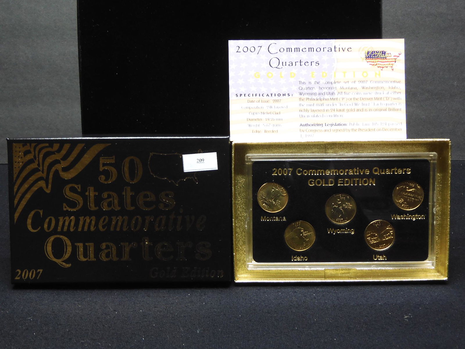 2007 Gold Layered Edition Statehood 5 Quarter Set in (1 of 4)