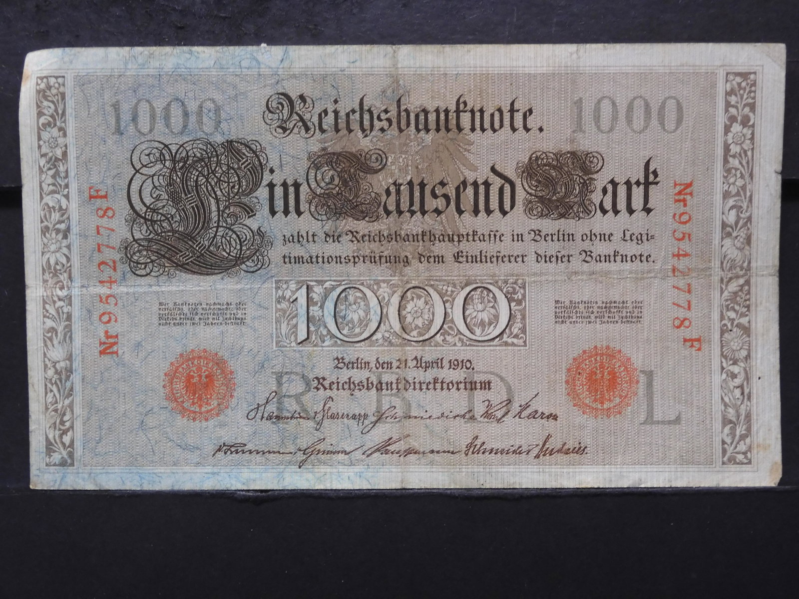 1910 GERMAN EMPIRE (COAT OF ARMS/RED SEAL), RARE THIS (1 of 3)