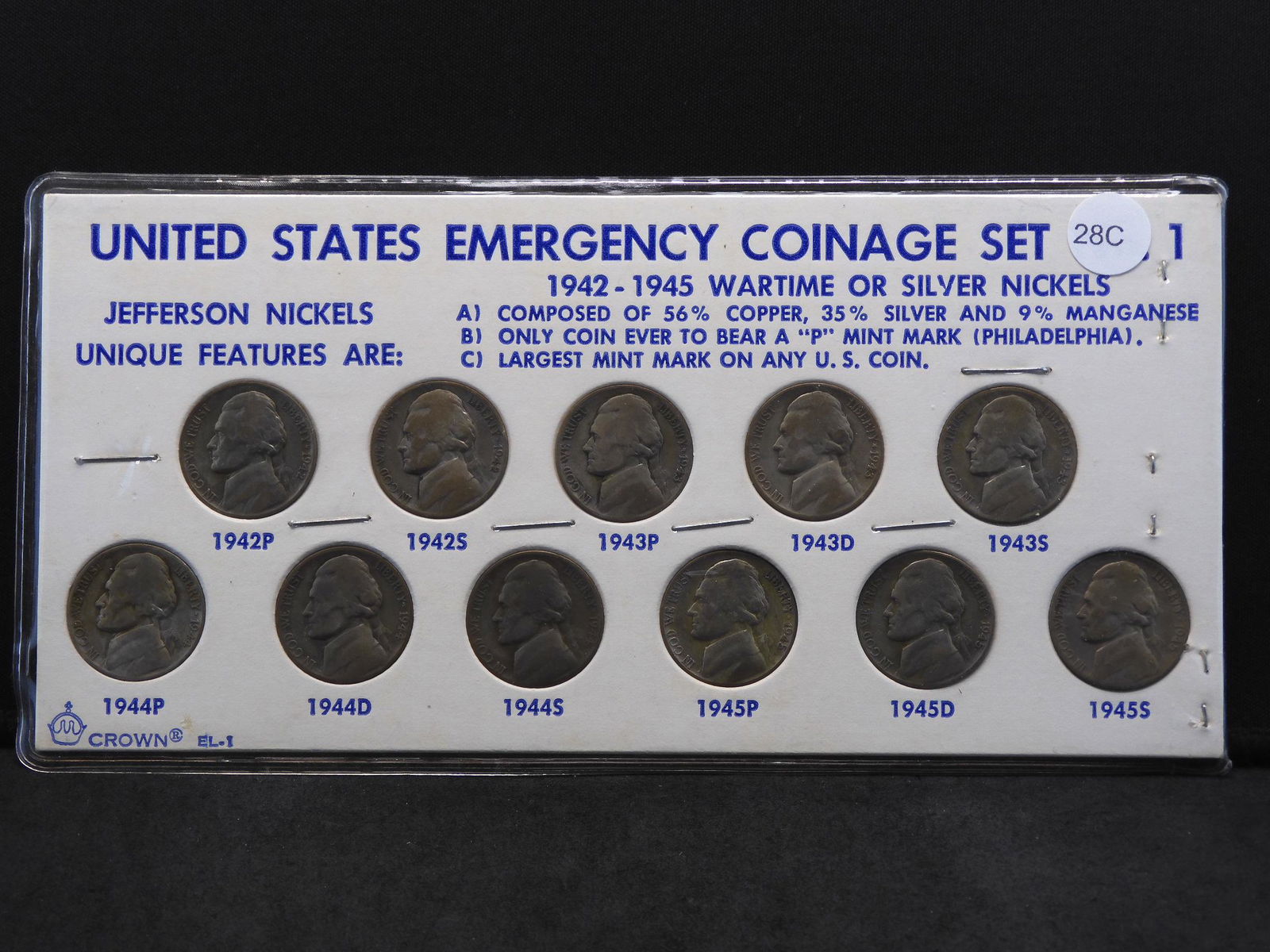 11 - Silver Wartime Jefferson Nickels - Complete set! (1 of 6)