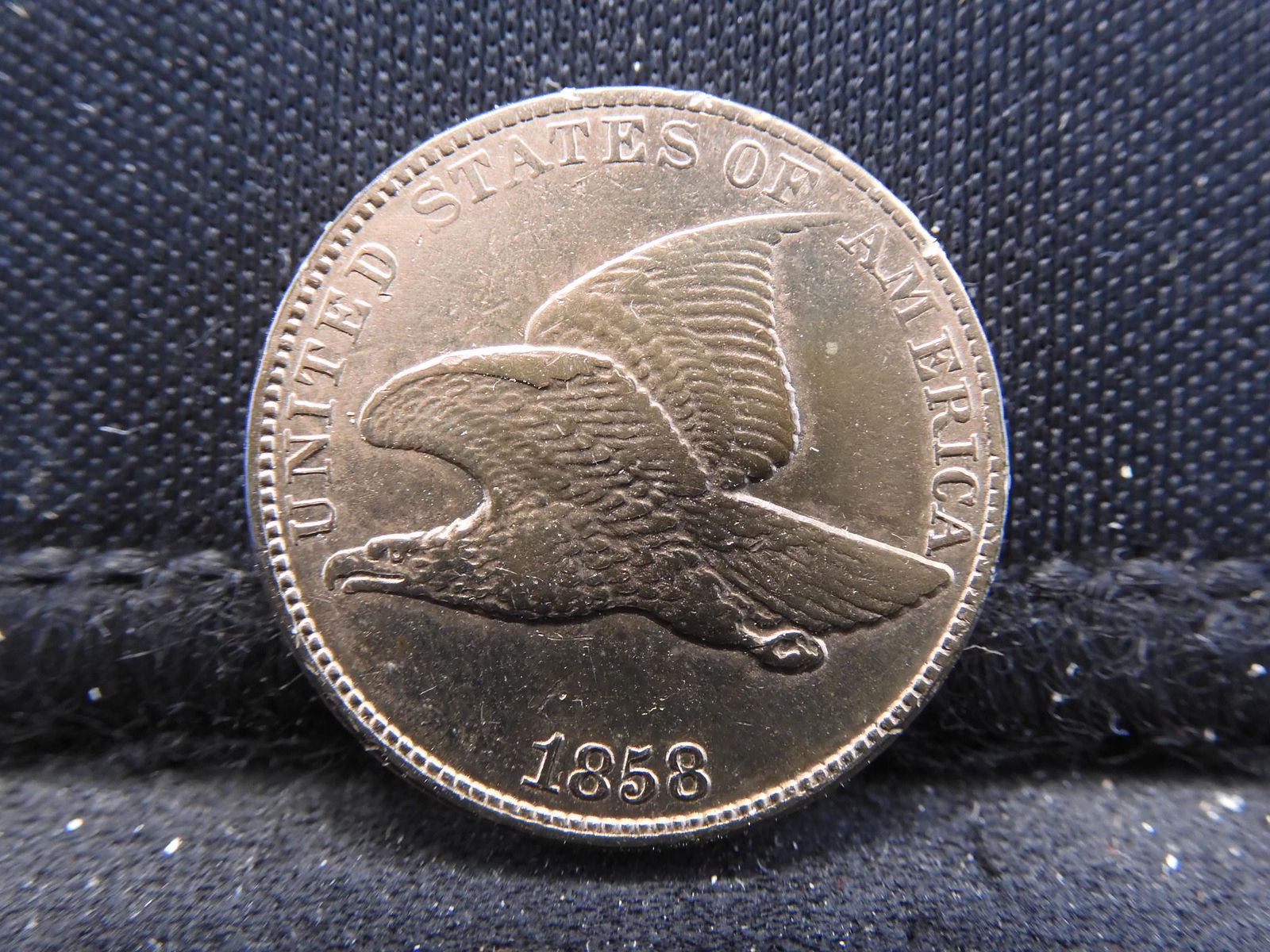 1858 Large Letters Flying Eagle Cent.  AU Detail. (1 of 3)