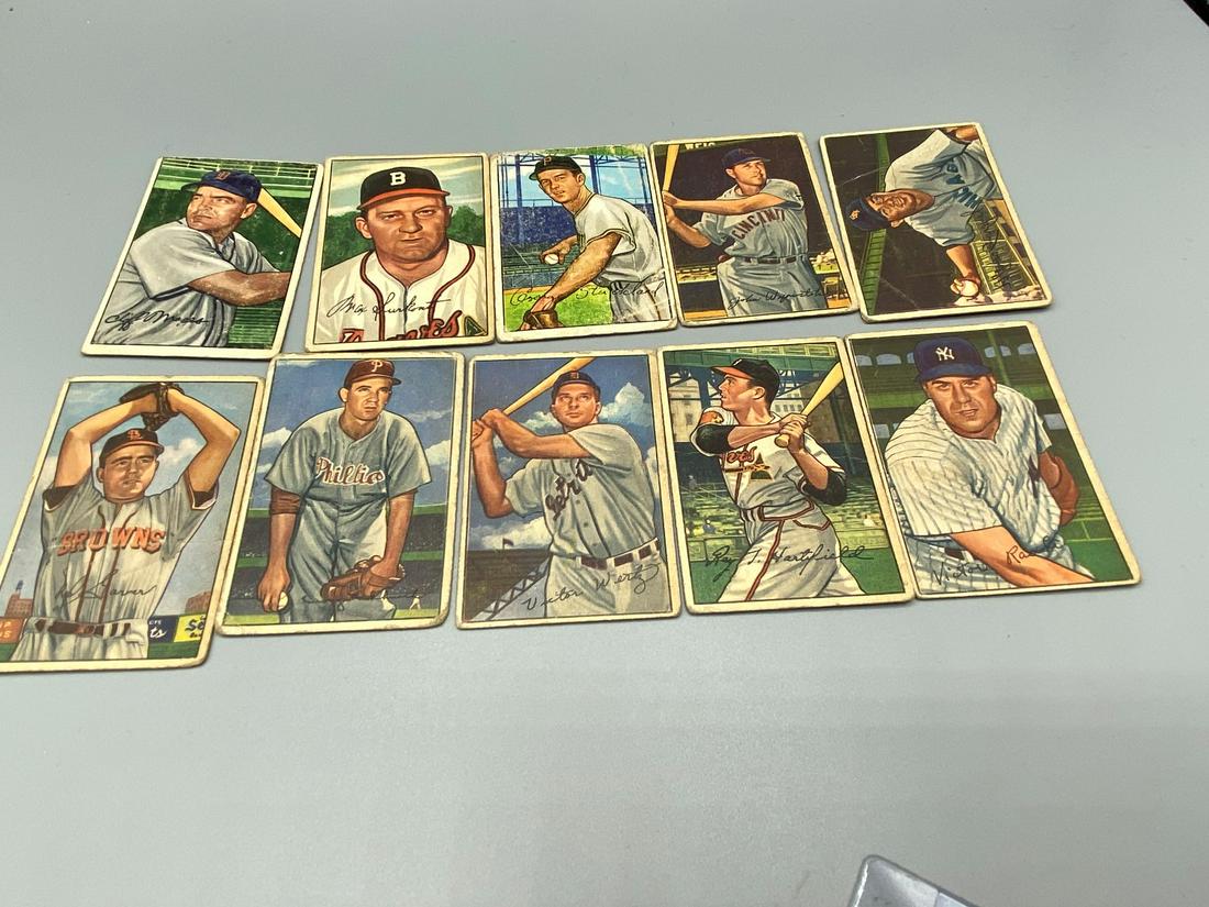(10) 1952 Bowman Baseball Cards Varying Conditions (1 of 2)