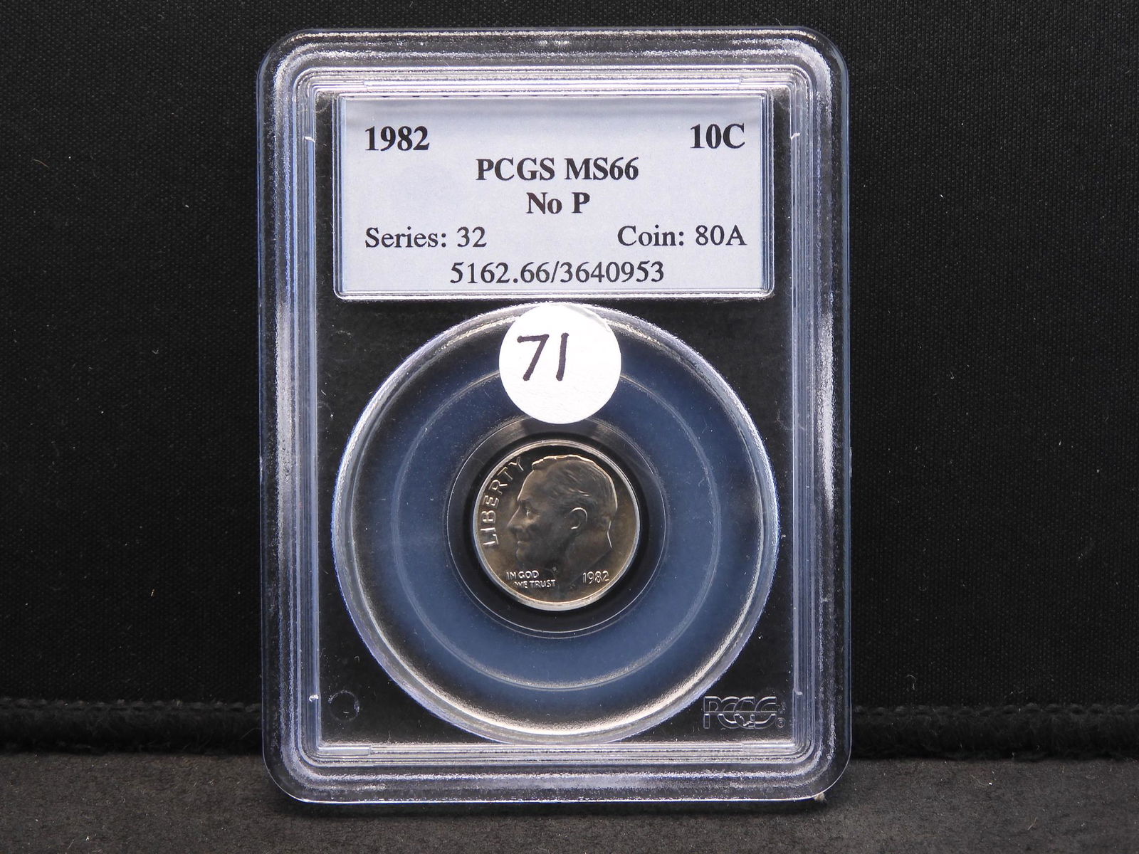 1982-P PCGS MS66 - No P Mint Mark!  Roosevelt Dime - (1 of 4)