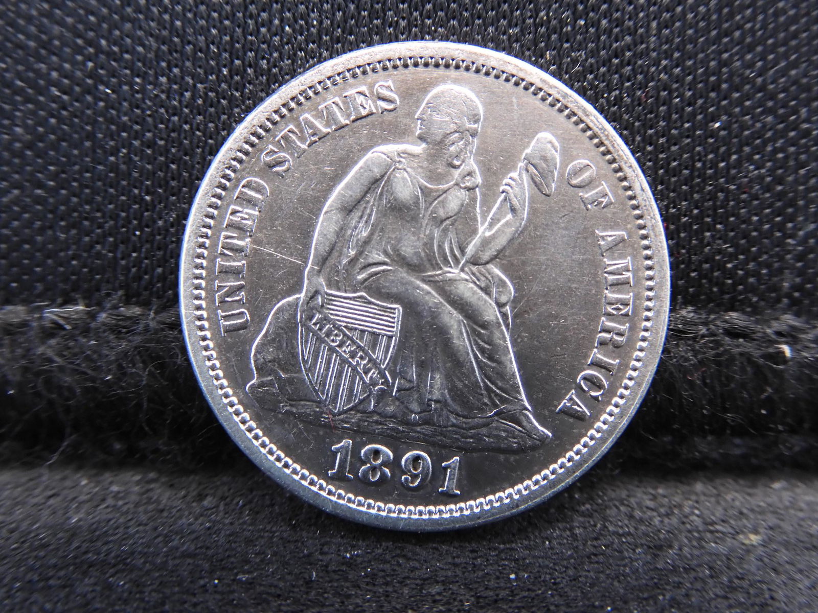 1891 Seated Liberty Silver Dime - AU+ Condition (1 of 2)