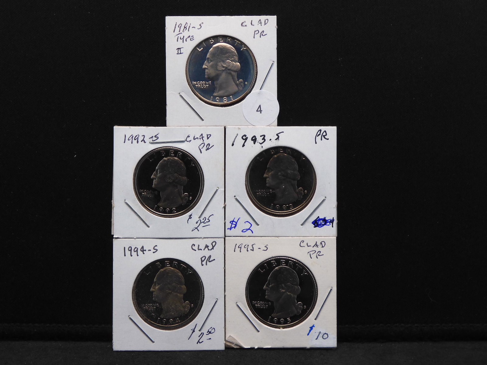 (5) GEM Proof Washington Quarters:  1981-S Type II with (1 of 7)