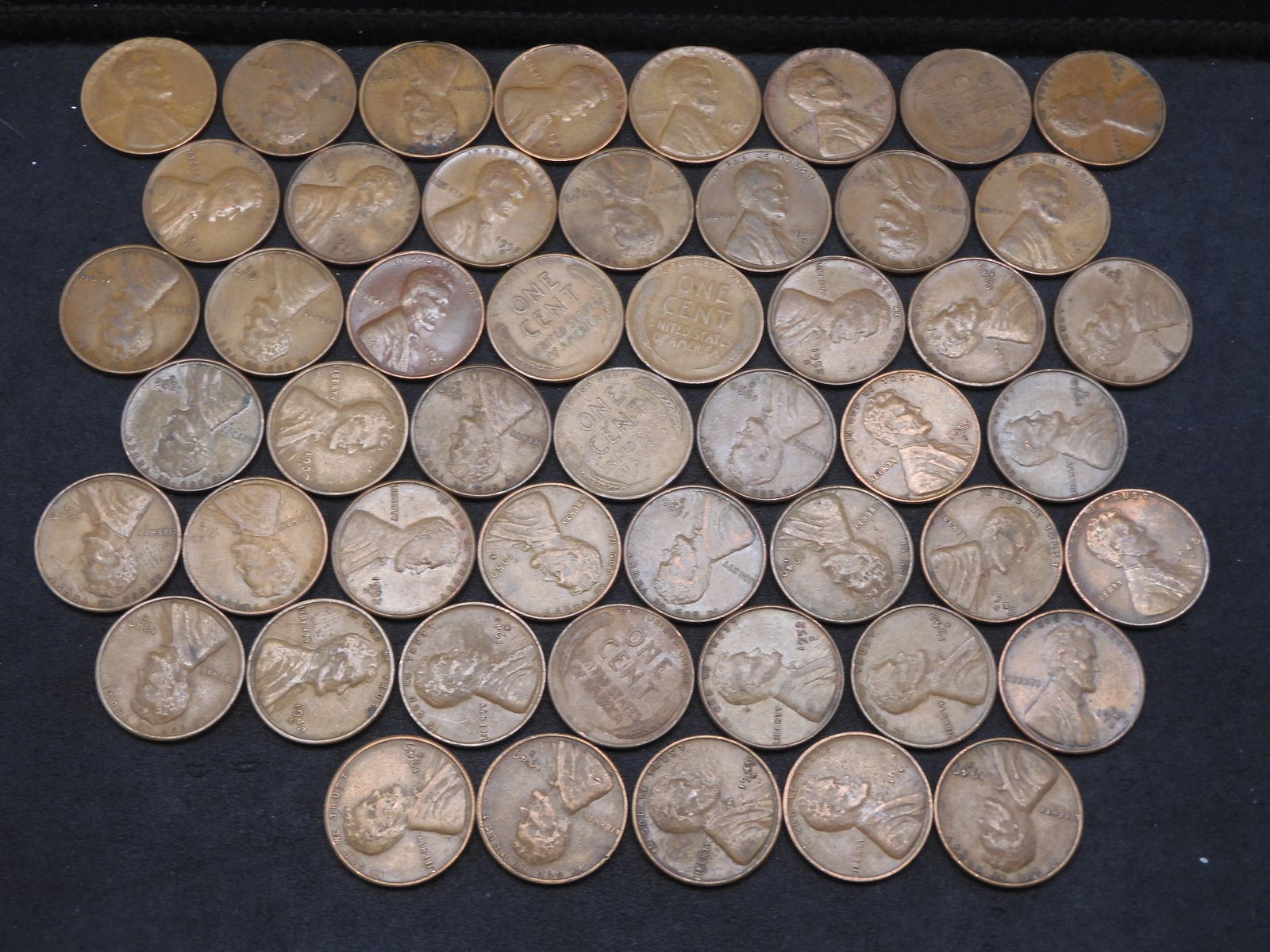 (50) S Mint Wheat Cents 1935-S to 1952-S (1 of 3)