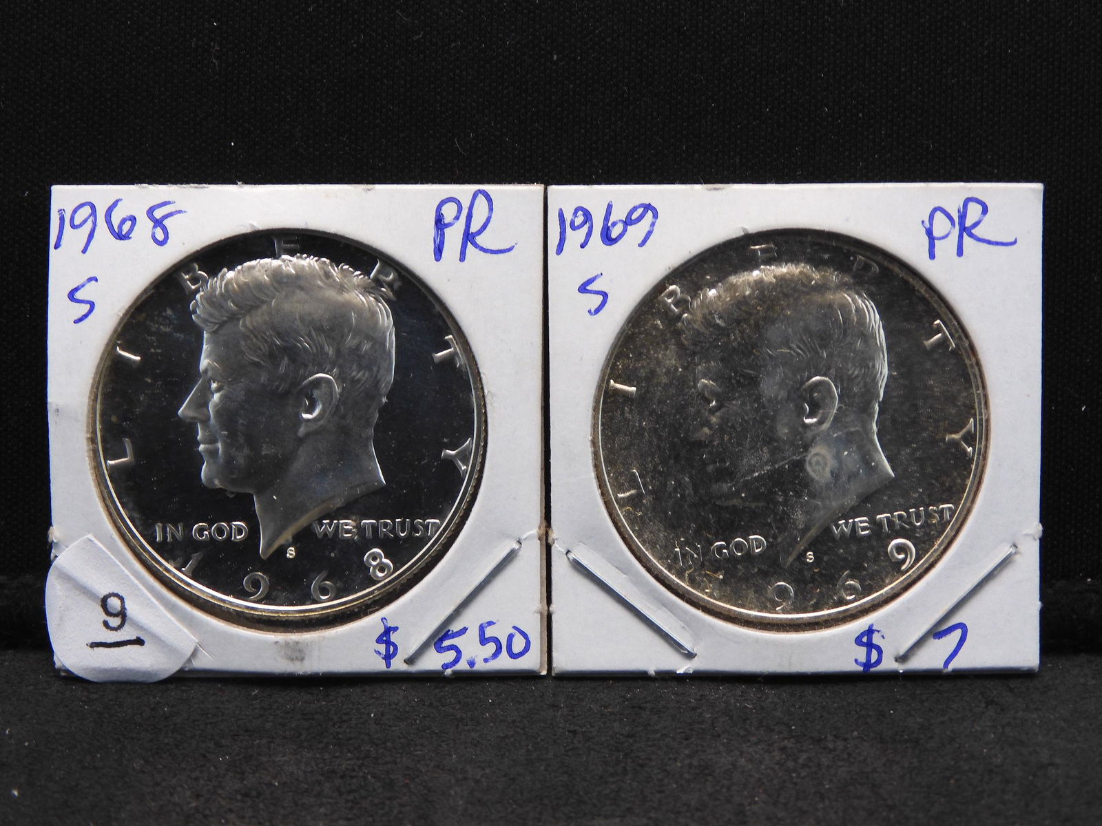1968-S and 1969-S GEM Proof Silver Kennedy Halves. (1 of 3)