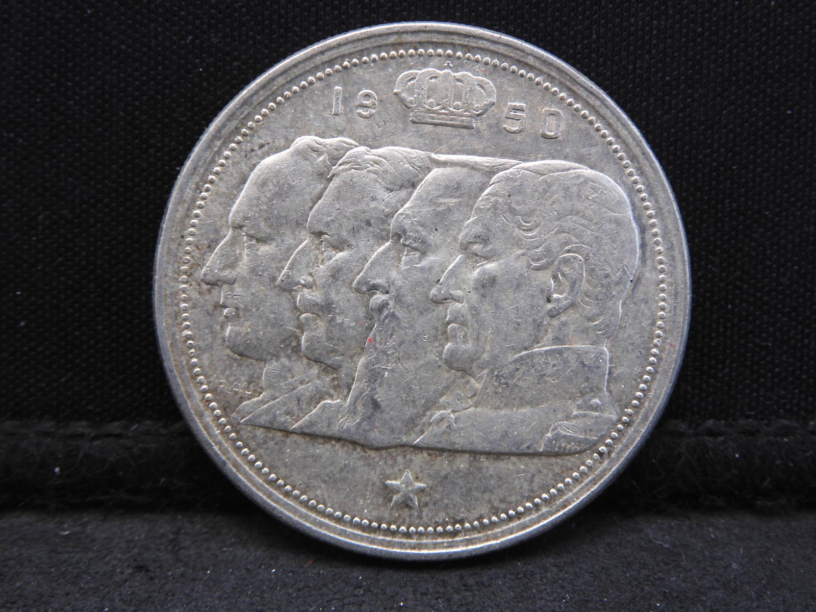 1950 Belgium Silver 100 Fr. AU.: 1950 Belgium Silver 100 Fr. AU.