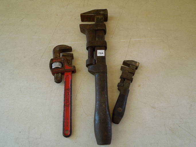 antique Coes monkey wrenches, vintage Billings railroad wrench