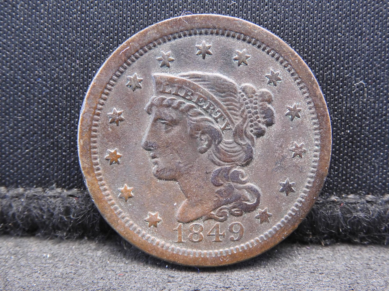 1849 Braided Hair Large Cent - VF Condition (1 of 2)