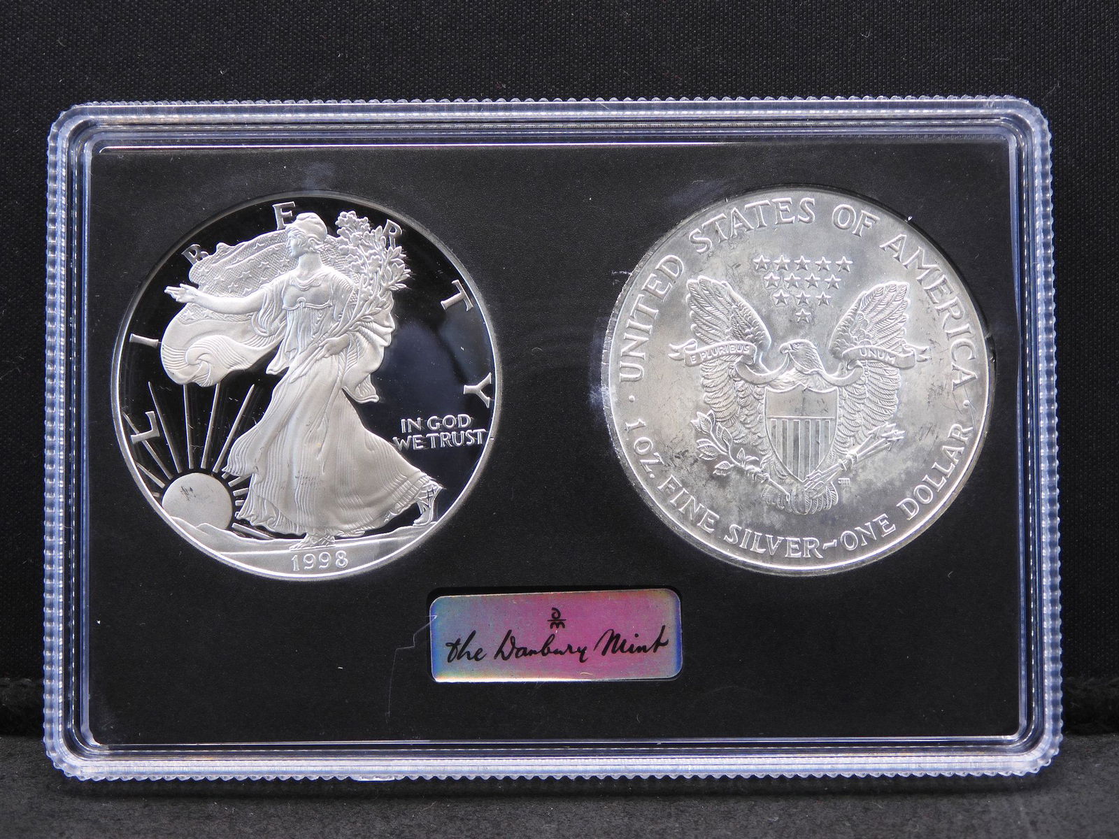 1998 Two-Coin PROOF & UNC American Silver Eagle Set. (1 of 2)