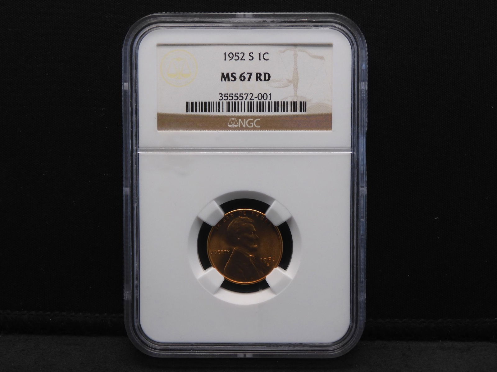 1952-S Lincoln Wheat Cent.  NGC MS67 RD  **RARE HIGH (1 of 4)