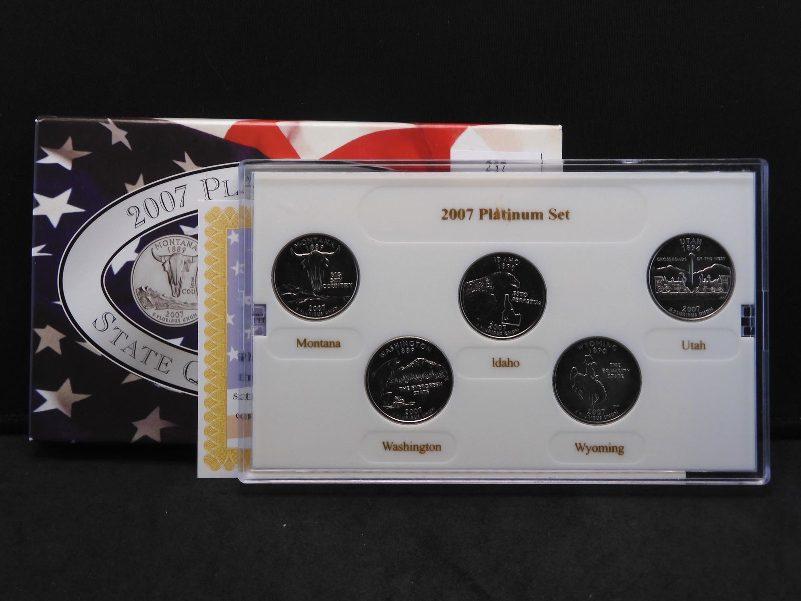 2007 Platinum Layered Statehood 5 Quarter Set w/ Holder: 2007 Platinum Layered Statehood 5 Quarter Set w/ Holder