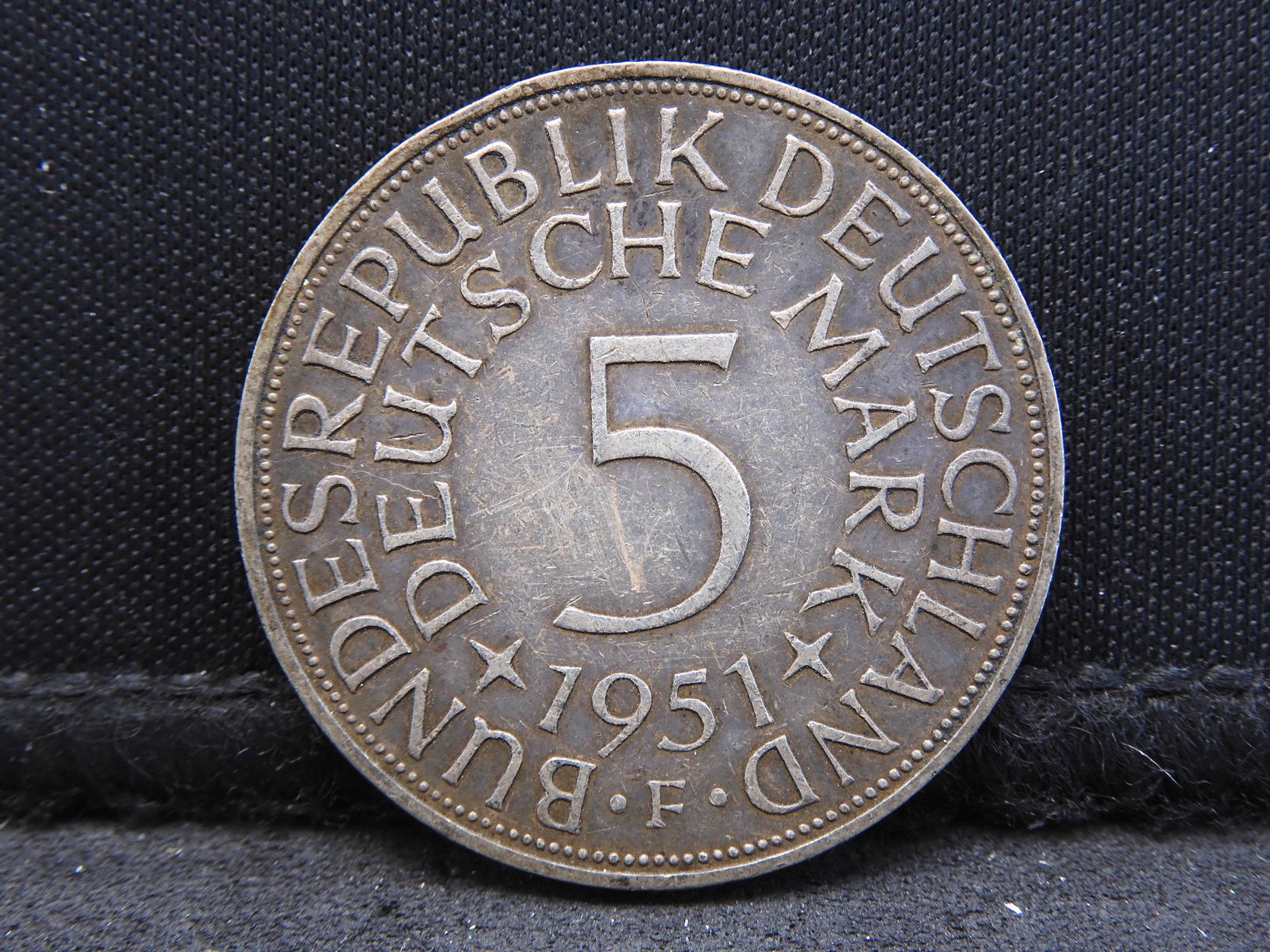 1951-F German SILVER 5-Mark Coin (1 of 2)