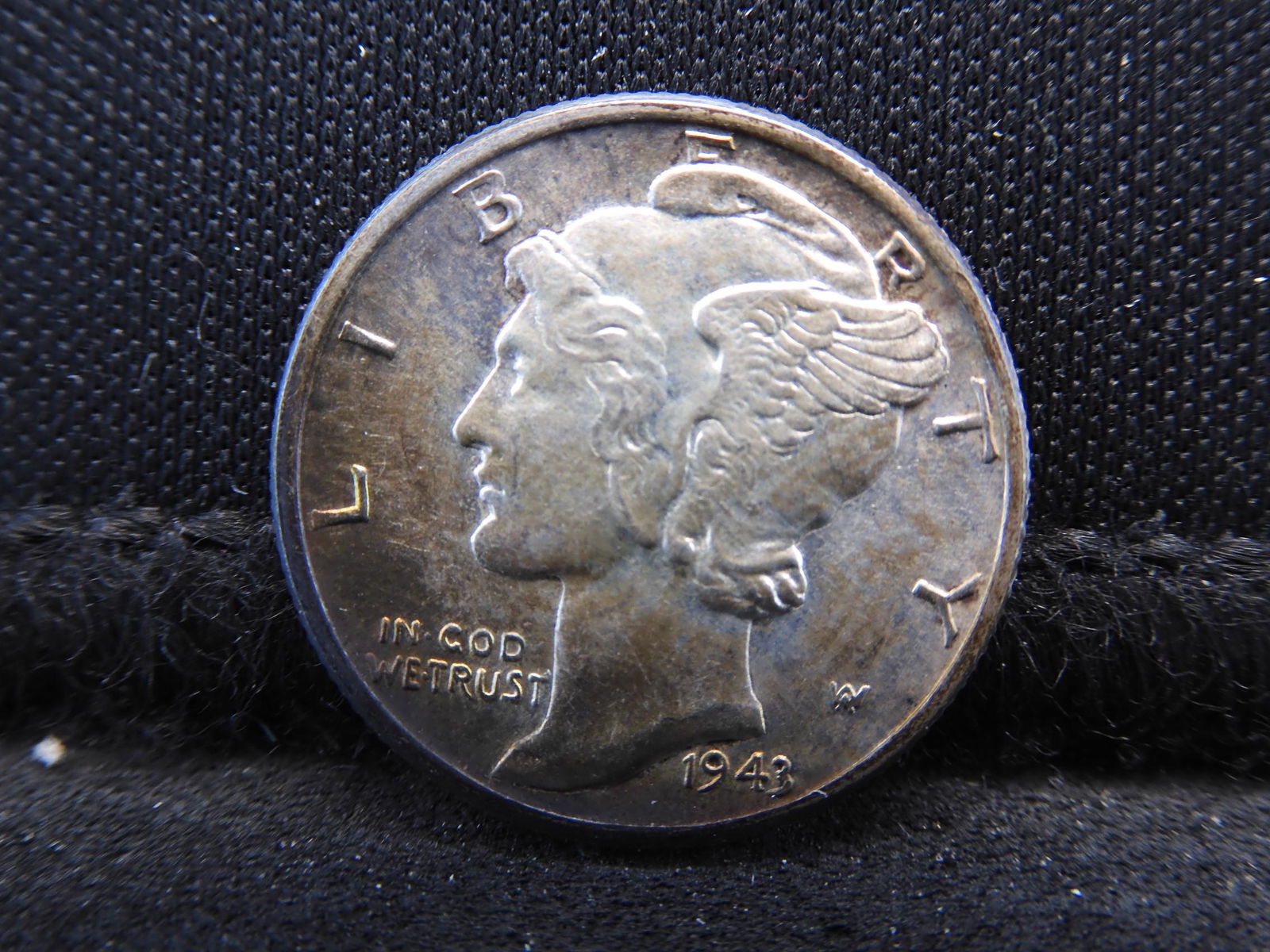 1943-D Mercury Silver Dime - Great Color - Full Bands (1 of 2)