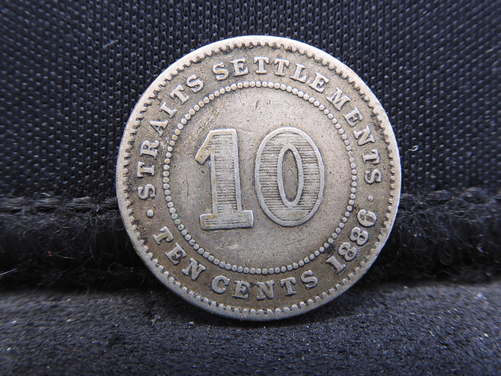 1886 Straits Settlements 10 Cents 80% Silver Coin. (1 of 2)