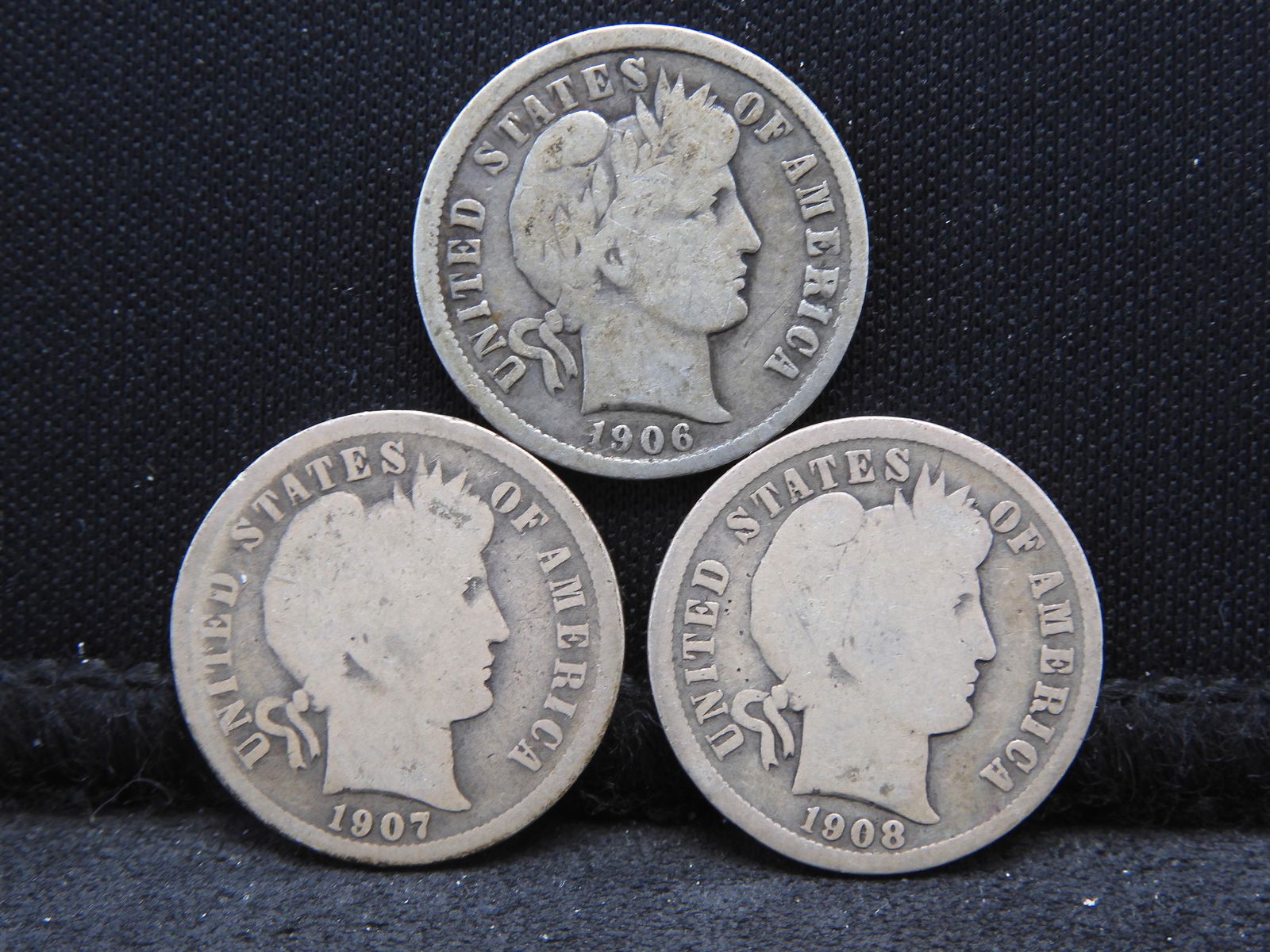 1906 1907 1908  Barber Dimes. (1 of 2)