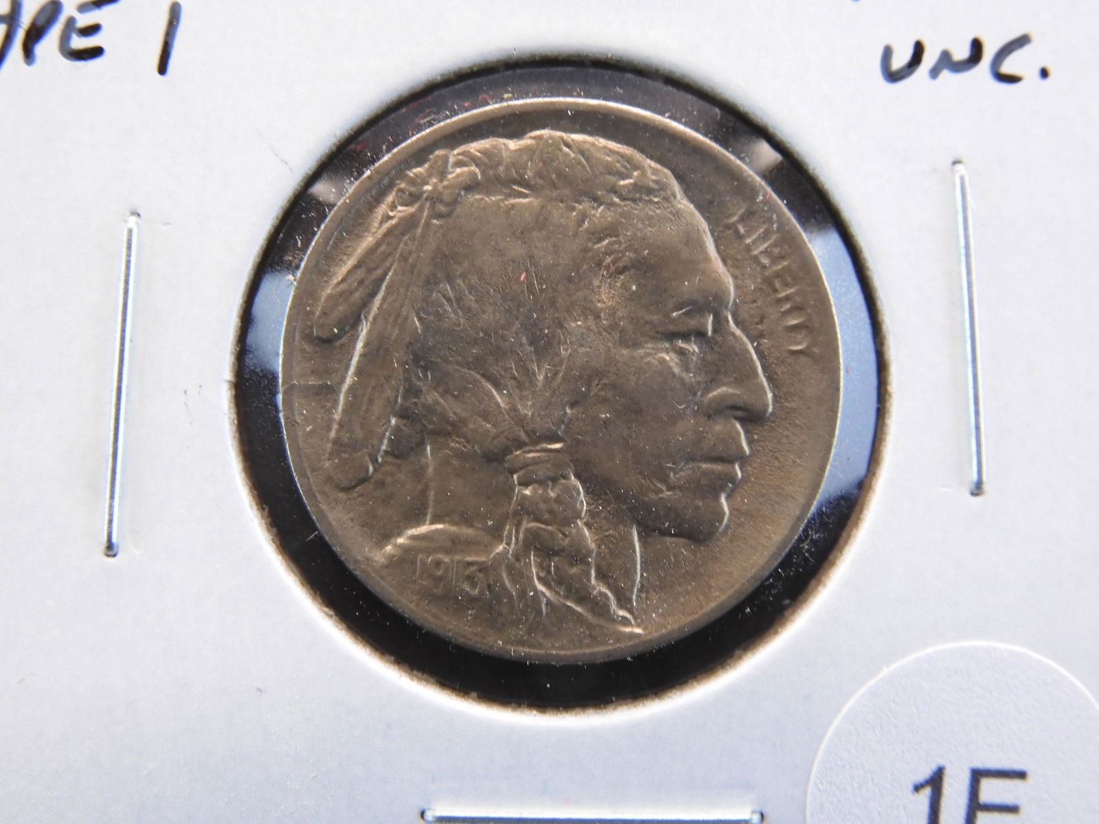 1913 Type 1 Buffalo 5c.  Nice UNC. (1 of 3)