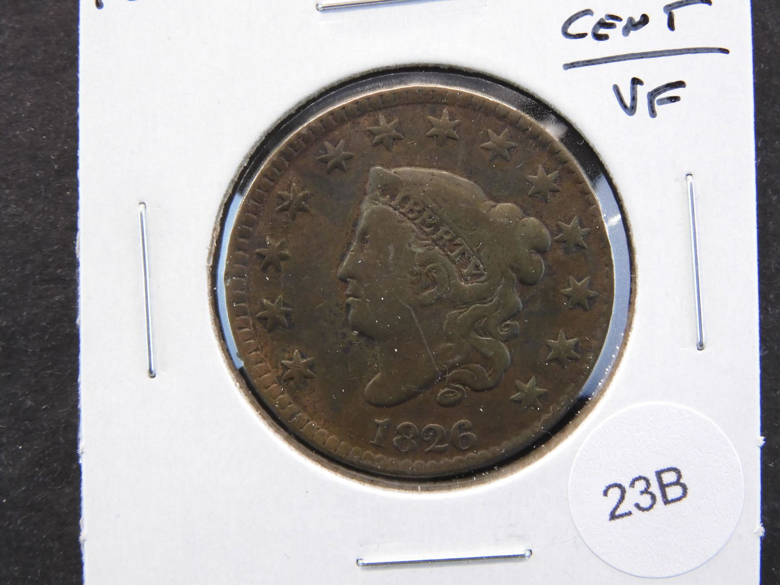1826 Large Cent.  VF. (1 of 5)