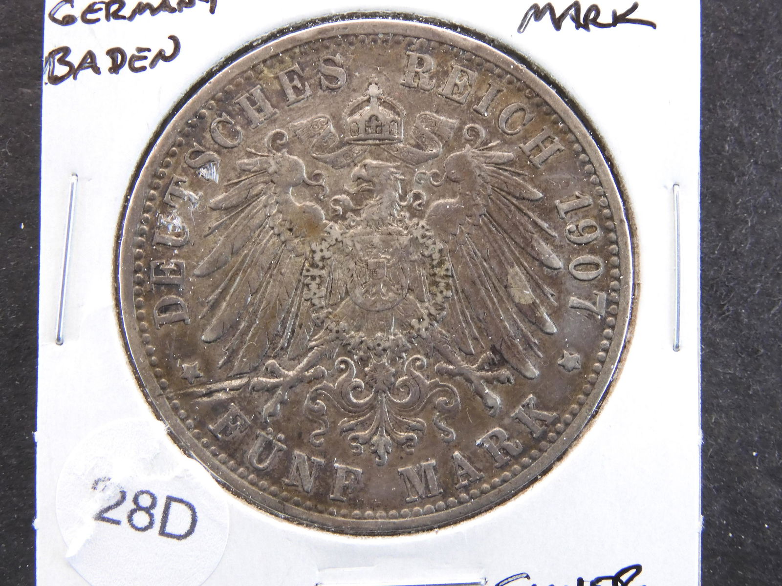 1907 Germany-Baden 5 Mark.  Silver. (1 of 3)