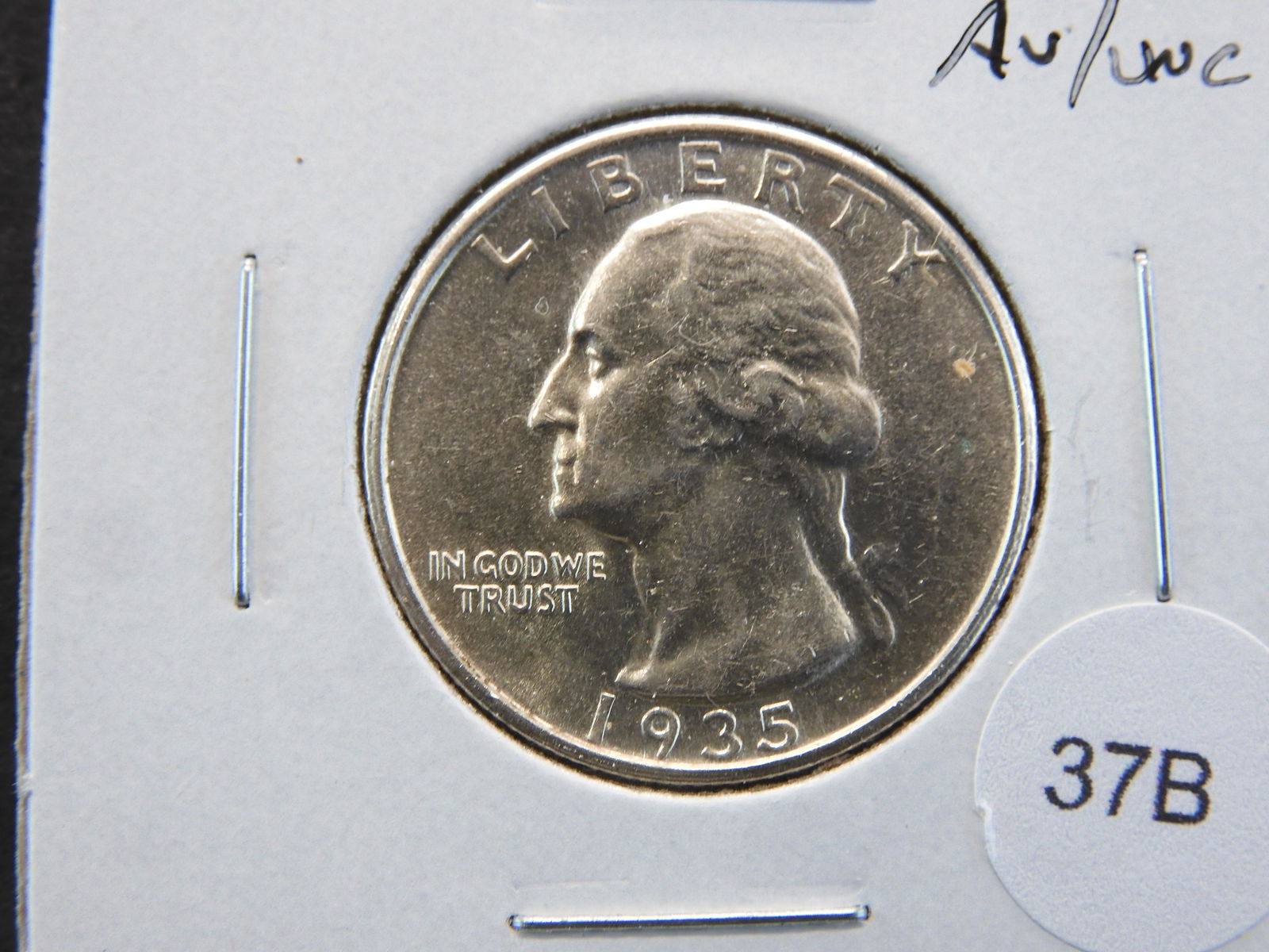 1935-S Washington 25c.  AU/UNC.  Scarce. (1 of 3)