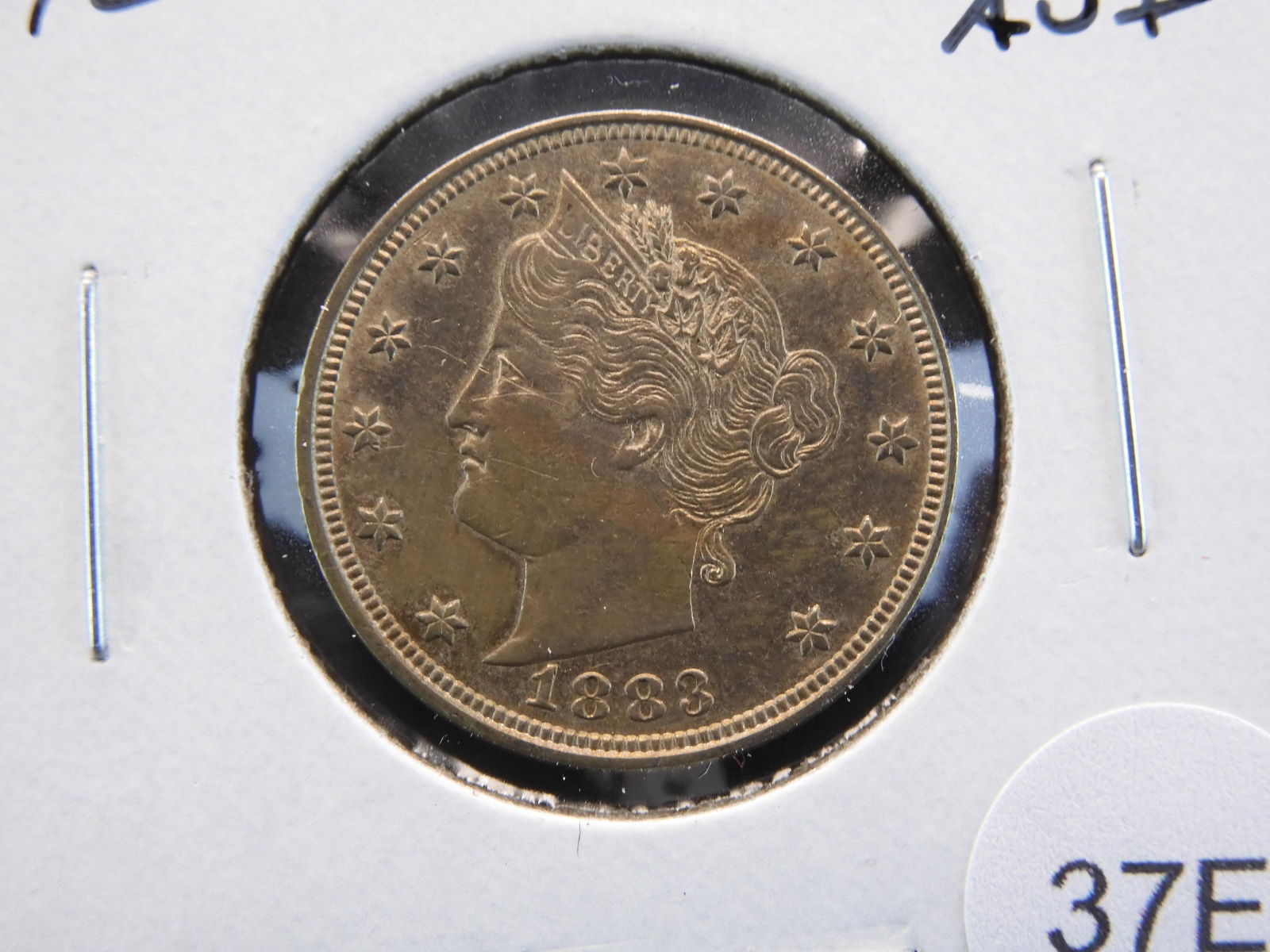 1883 N/C Liberty "V" Nickel.  AU+. (1 of 3)