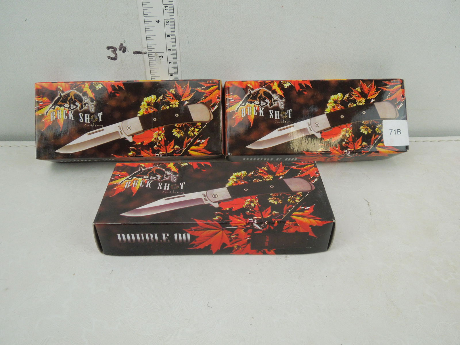 Three 4.5" Closed Folding Buck Shot Knives, 9/11/01 (1 of 2)